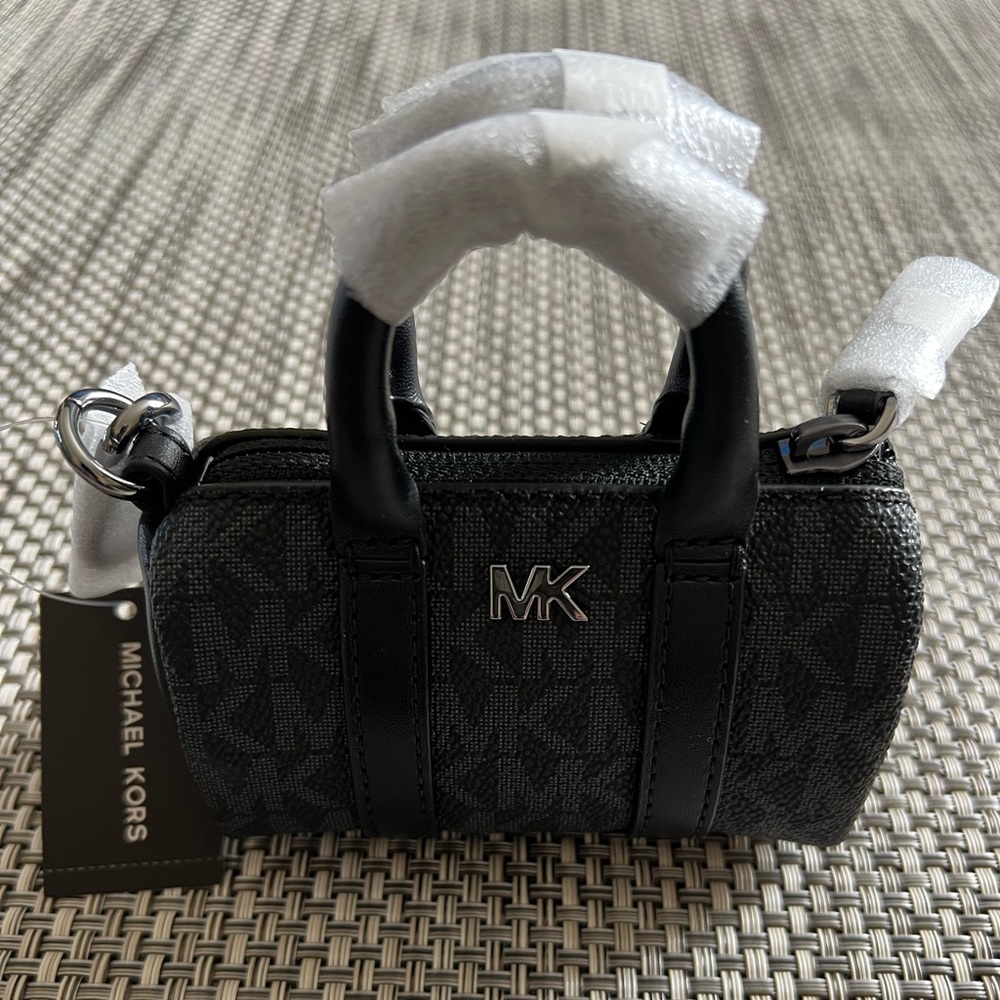 New Women's "MK Michael Kors" Micro Duffle KeyFob, Color: Black,